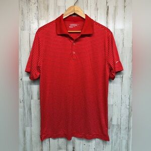 Nike Golf Tour Performance Lightweight Red Striped Polo Shirt Mens Medium
